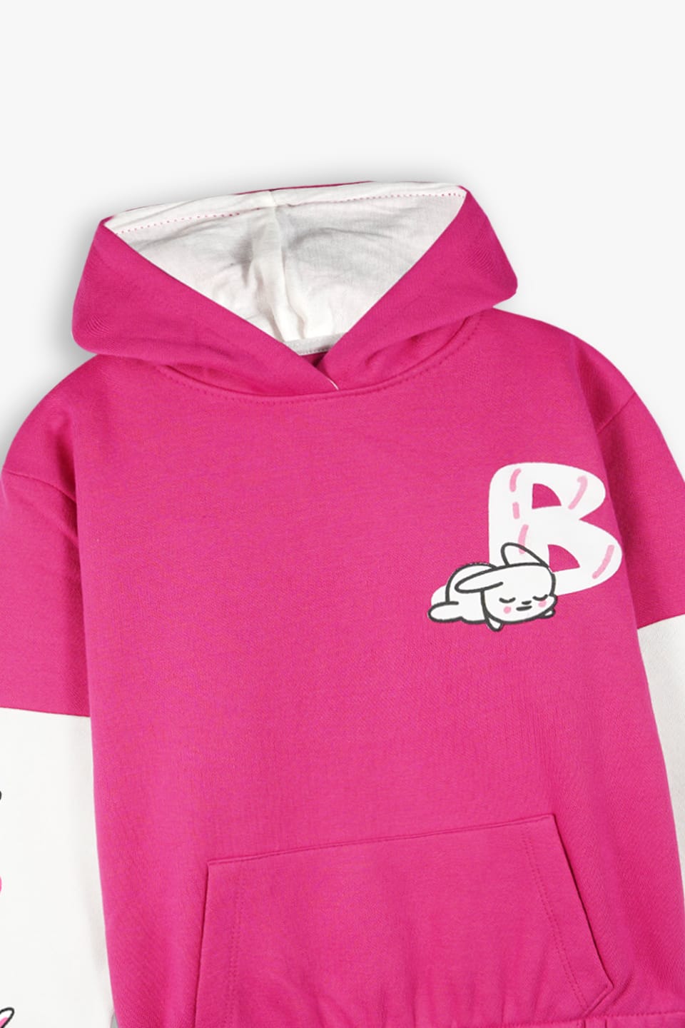 Premium Quality &quot;Bunny &quot; Printed Panel Fleece Pullover Hoodie Suit For Girls