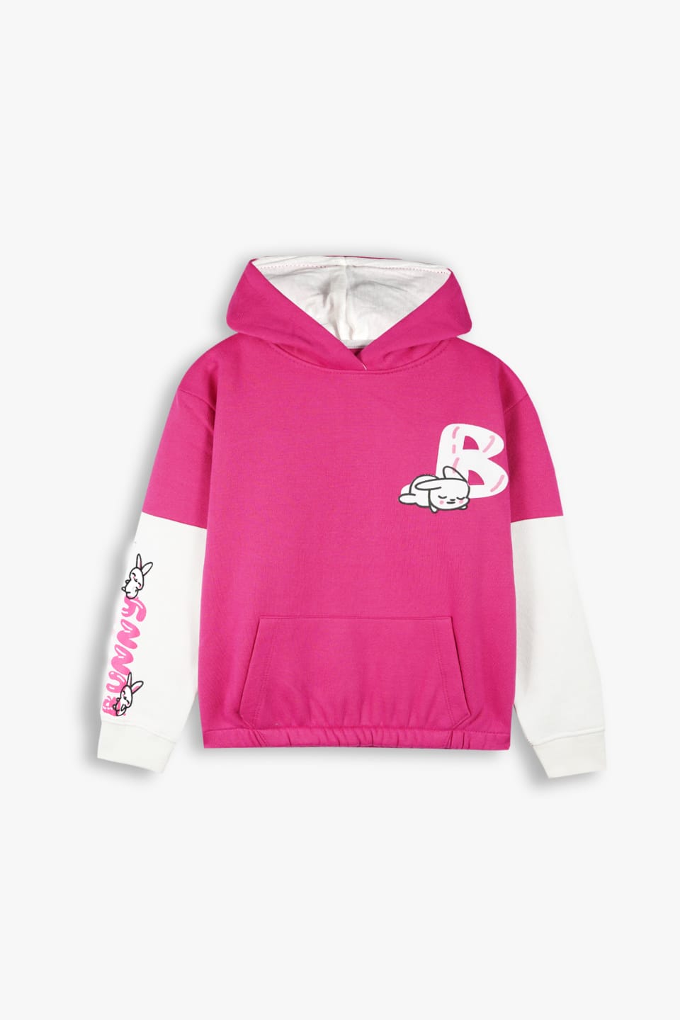 Premium Quality &quot;Bunny &quot; Printed Panel Fleece Pullover Hoodie Suit For Girls