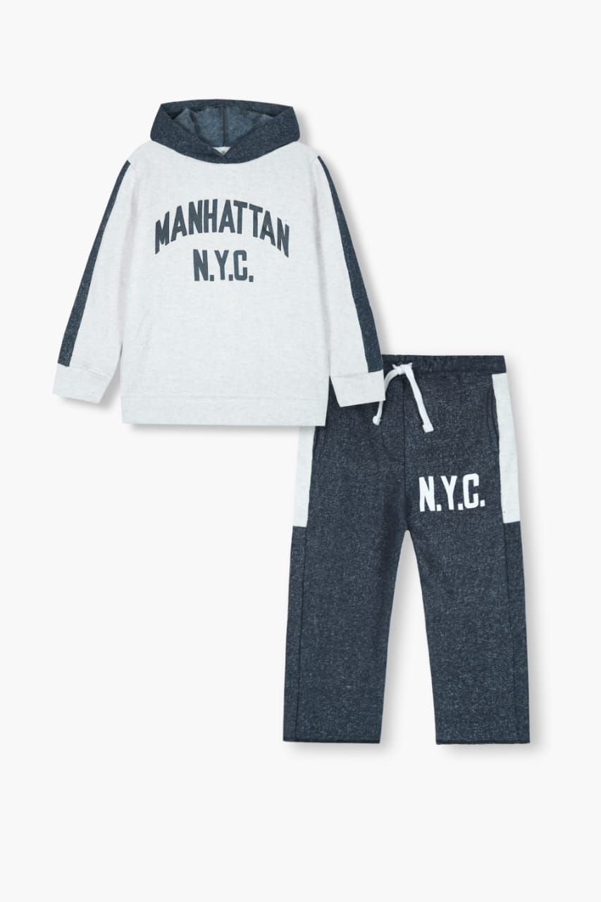 Premium Quality "N.Y.C" Printed Knit Sweater Fleece Suit For Kids