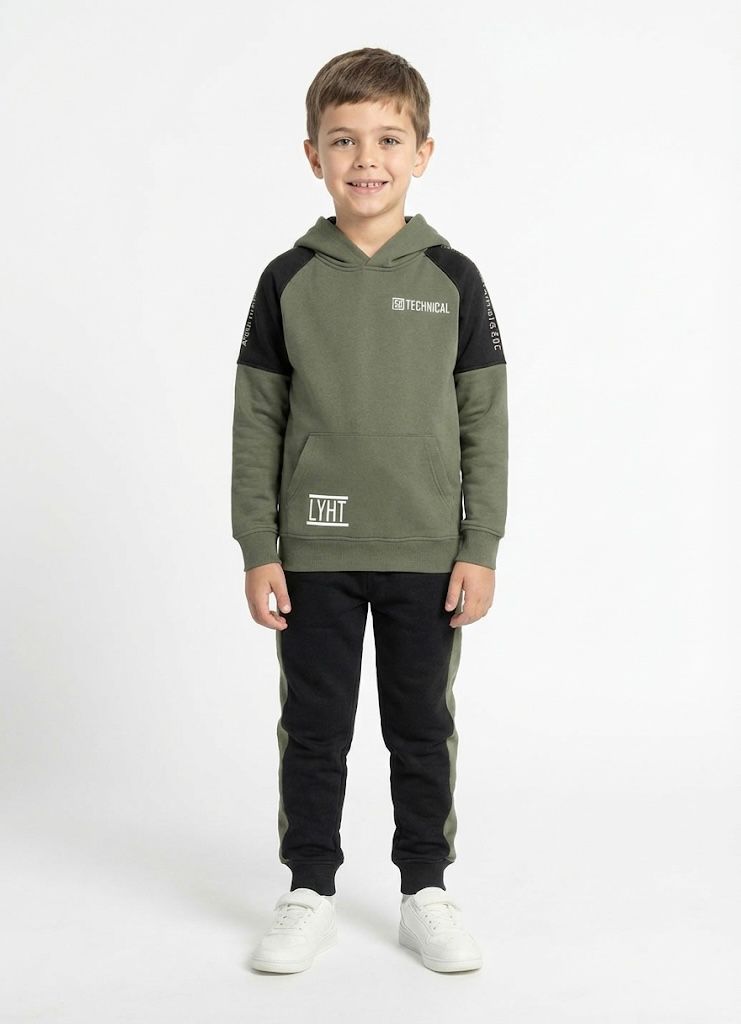 Premium Quality "09 Technical" Printed  Pannel Hoodie Suit For Boys