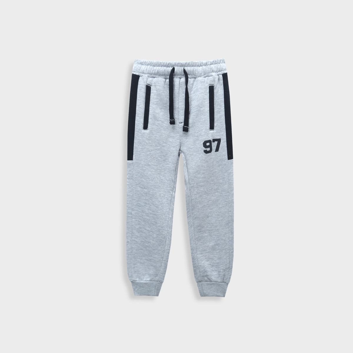 Kids Premium Quality Printed Panel Grey Fleece Trouser