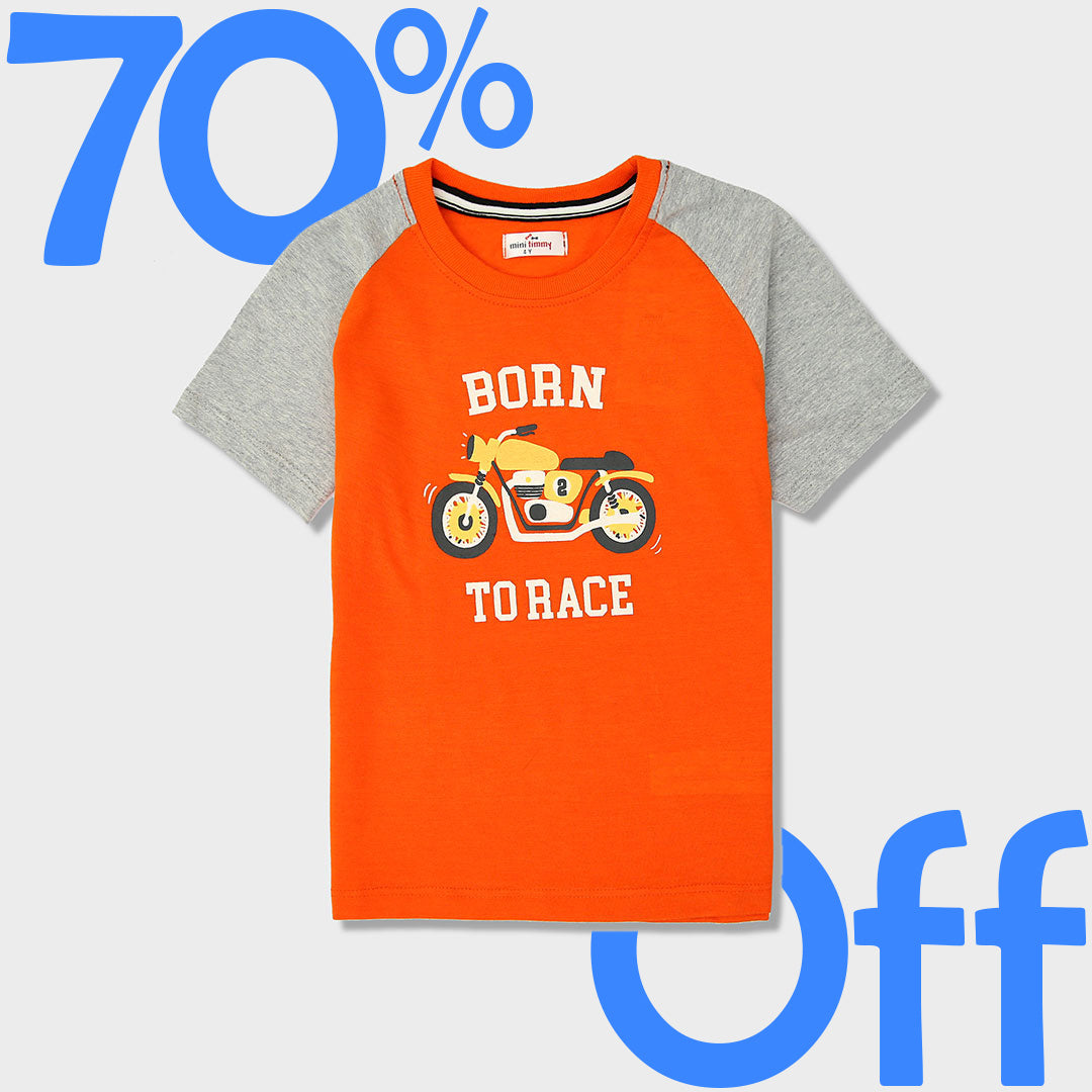 Boys Soft Cotton Printed Raglan T-Shirt
