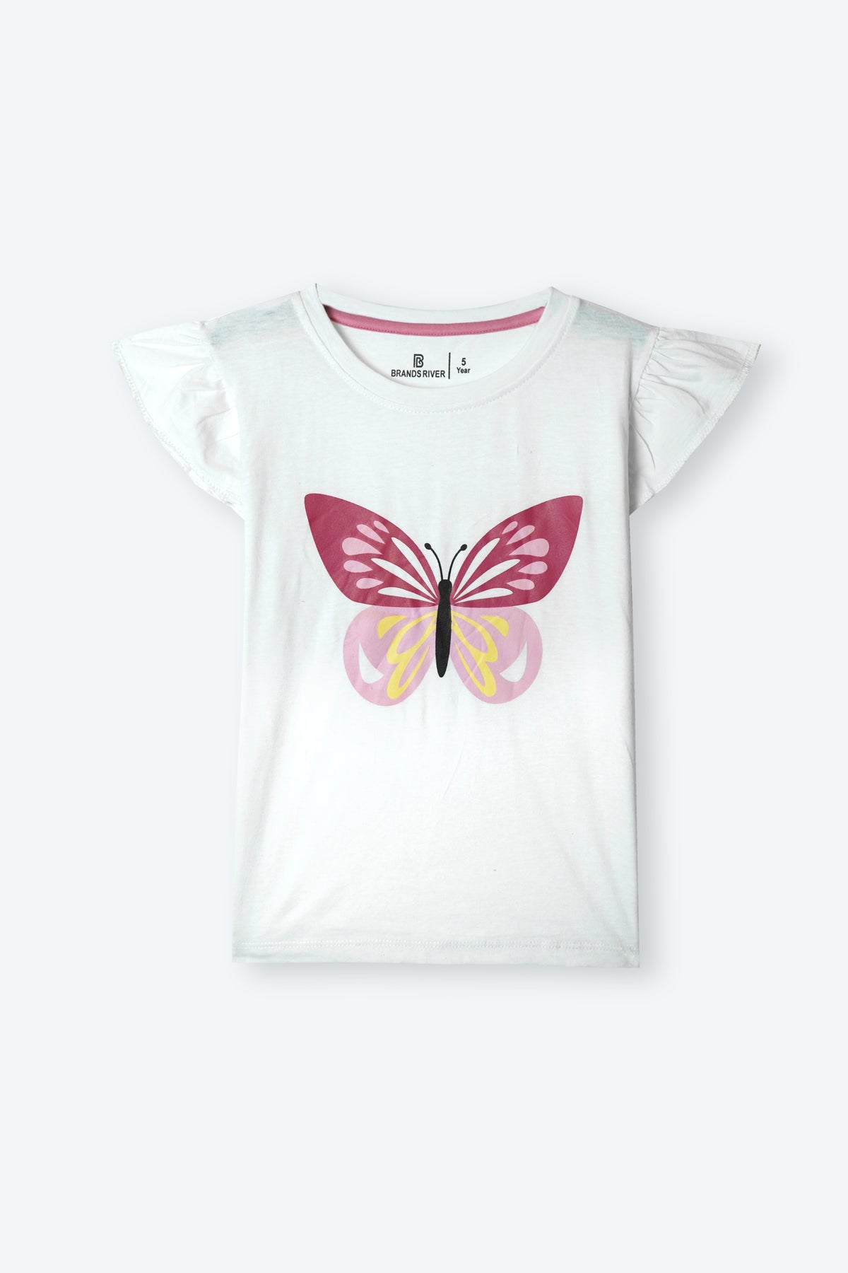 Girls Premium Quality &quot;Butterfly&quot; Printed Summersuit with polka dot pink Trouser