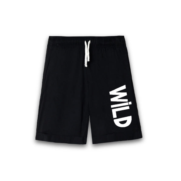 Kids Soft Cotton Graphic Black Short