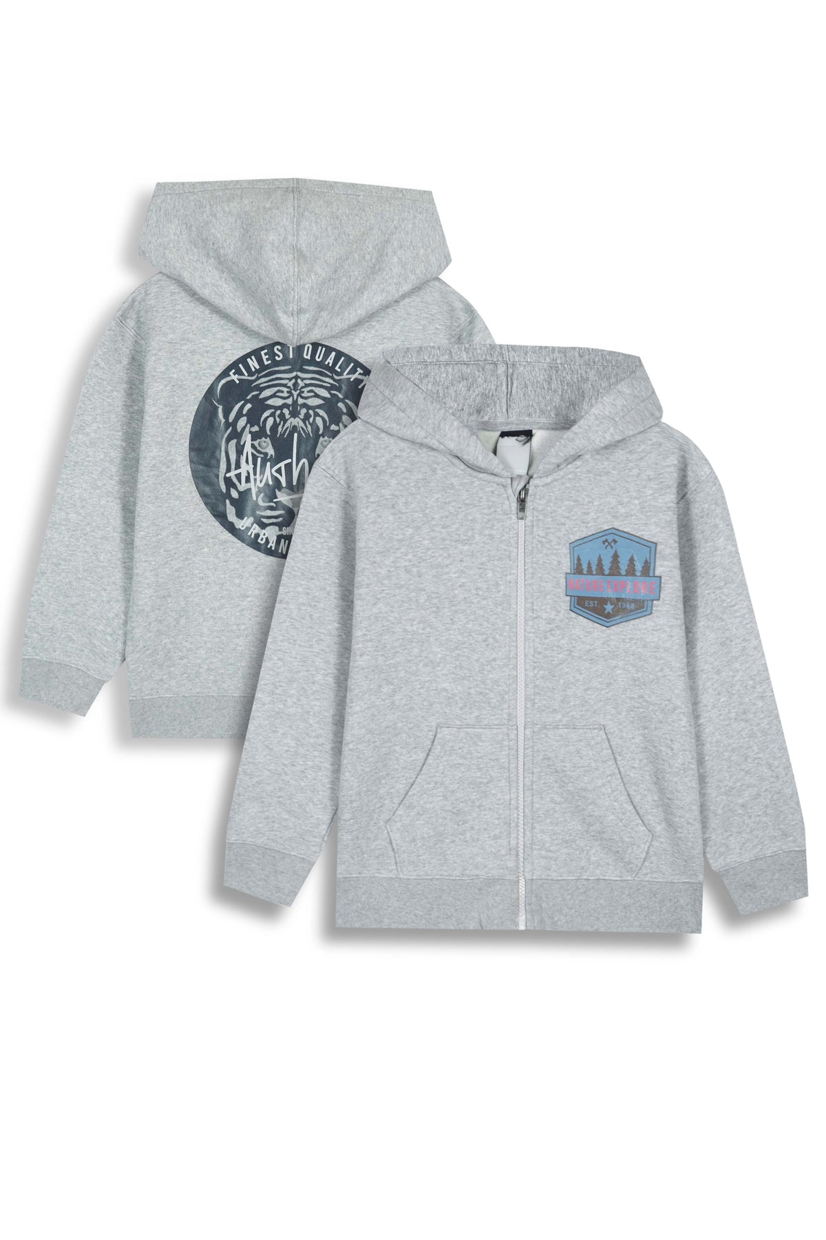 Boys Premium Quality &quot;Nature Explore&quot; Printed Fleece Zipper Hoodie