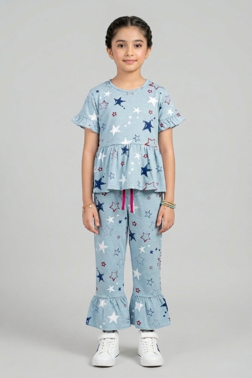Girls Premium Quality "Star" Printed Summer Suit