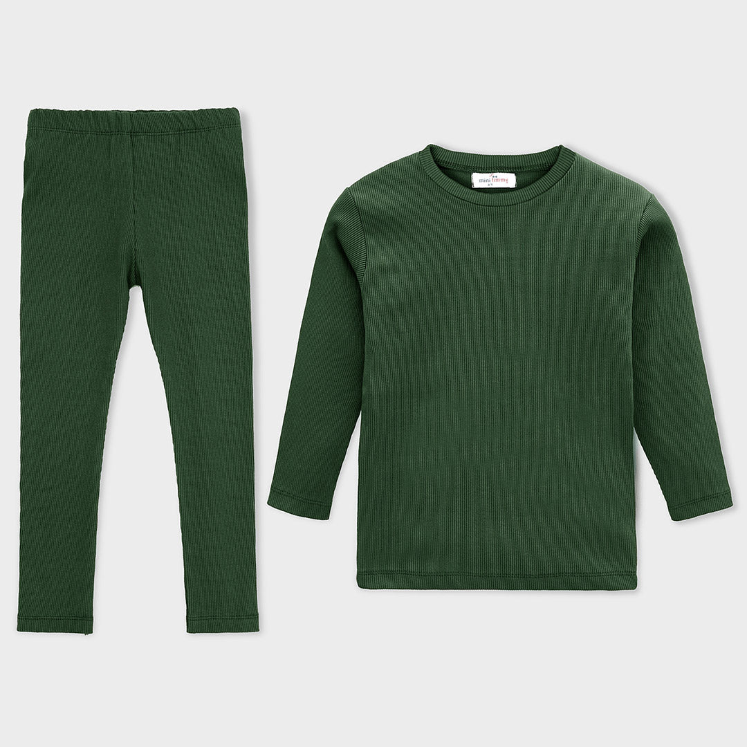Premium Quality 2 Piece Green Winter Inner Suit For Kids - Brands River
