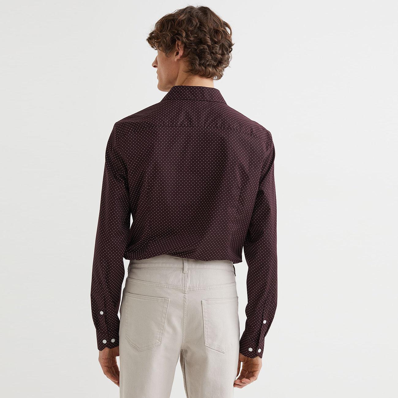 Men Premium Quality All-Over Printed Burgundy Slim Fit Casual Shirt (HM-11361) - Brands River
