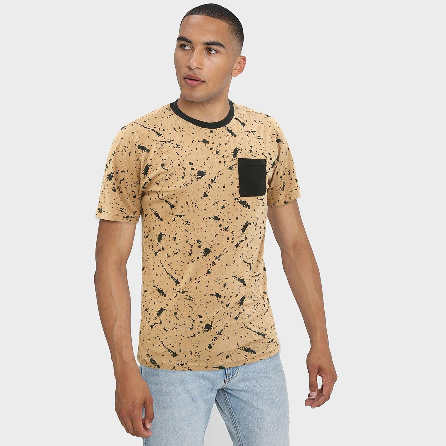 Men Soft Cotton All-Over Splash Printed Round Neck T-Shirt (CH-000005) - Brands River