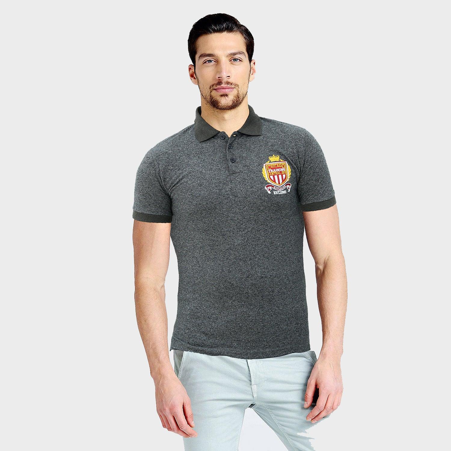 Mens Premium Quality Slim Fit Embellished Embroidered Pique Polo Shirt (CR-11240) - Brands River