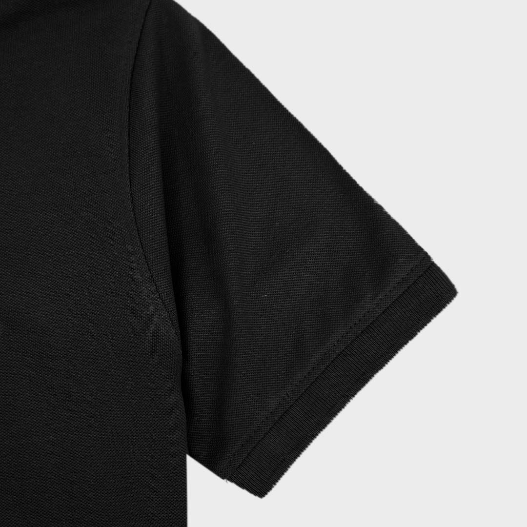 Men Slim Fit Embroidered Black Pique Polo Shirt