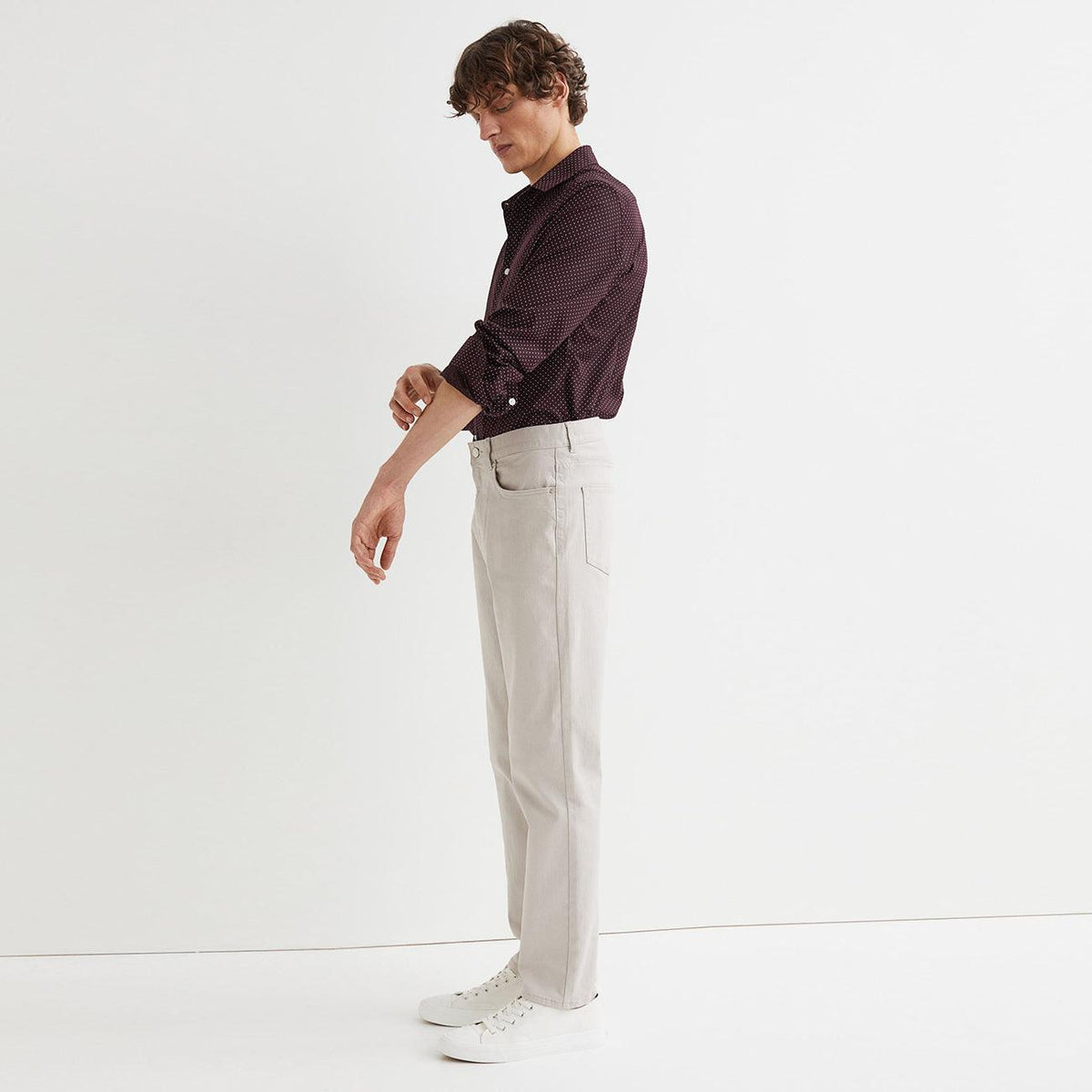 Men Premium Quality All-Over Printed Burgundy Slim Fit Casual Shirt (HM-11361) - Brands River