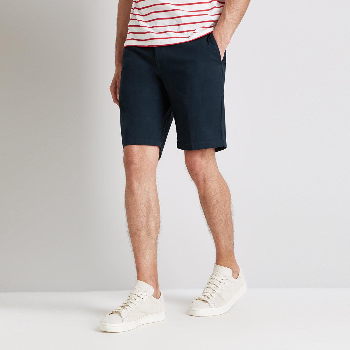 Men's Navy Slim Fit Premium Cotton Chino Shorts (US-11629) - Brands River