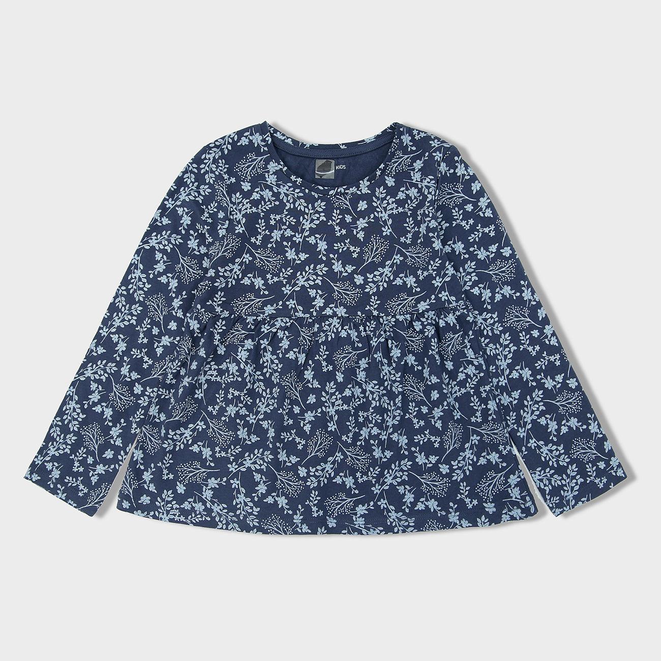 Girls Premium Qualtiy All-Over Printed Navy Frock (KI-120046) - Brands River