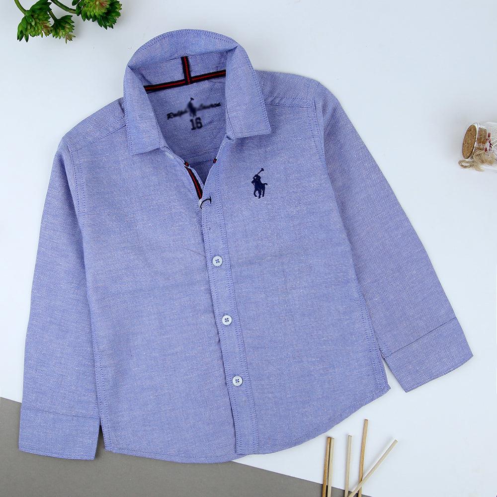 Kids Chambray Casual Shirt with left chest Embroidery - Brands River