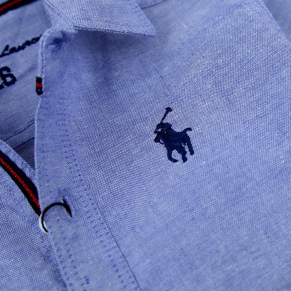 Kids Chambray Casual Shirt with left chest Embroidery - Brands River