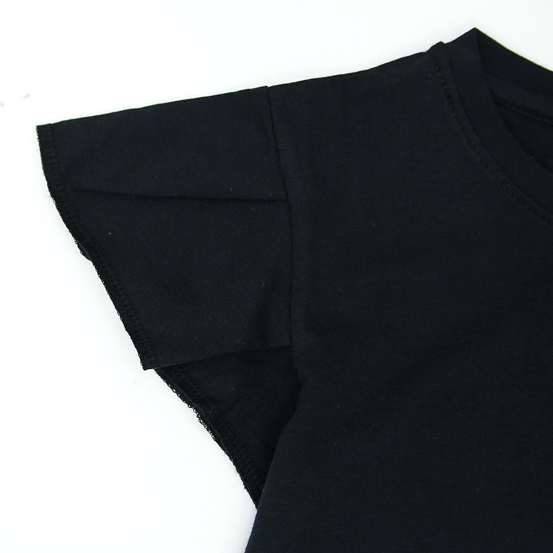 Girls Soft Cotton Glitter Printed Black T-Shirt