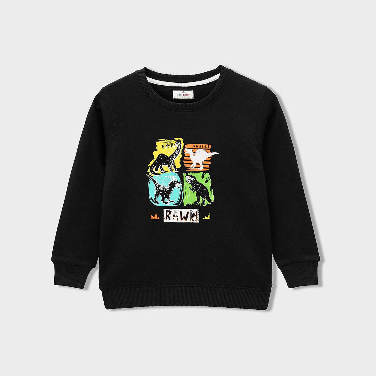 Kids Soft Cotton &quot;Dino&quot; Black Fleece Sweatshirt (MT-120093) - Brands River