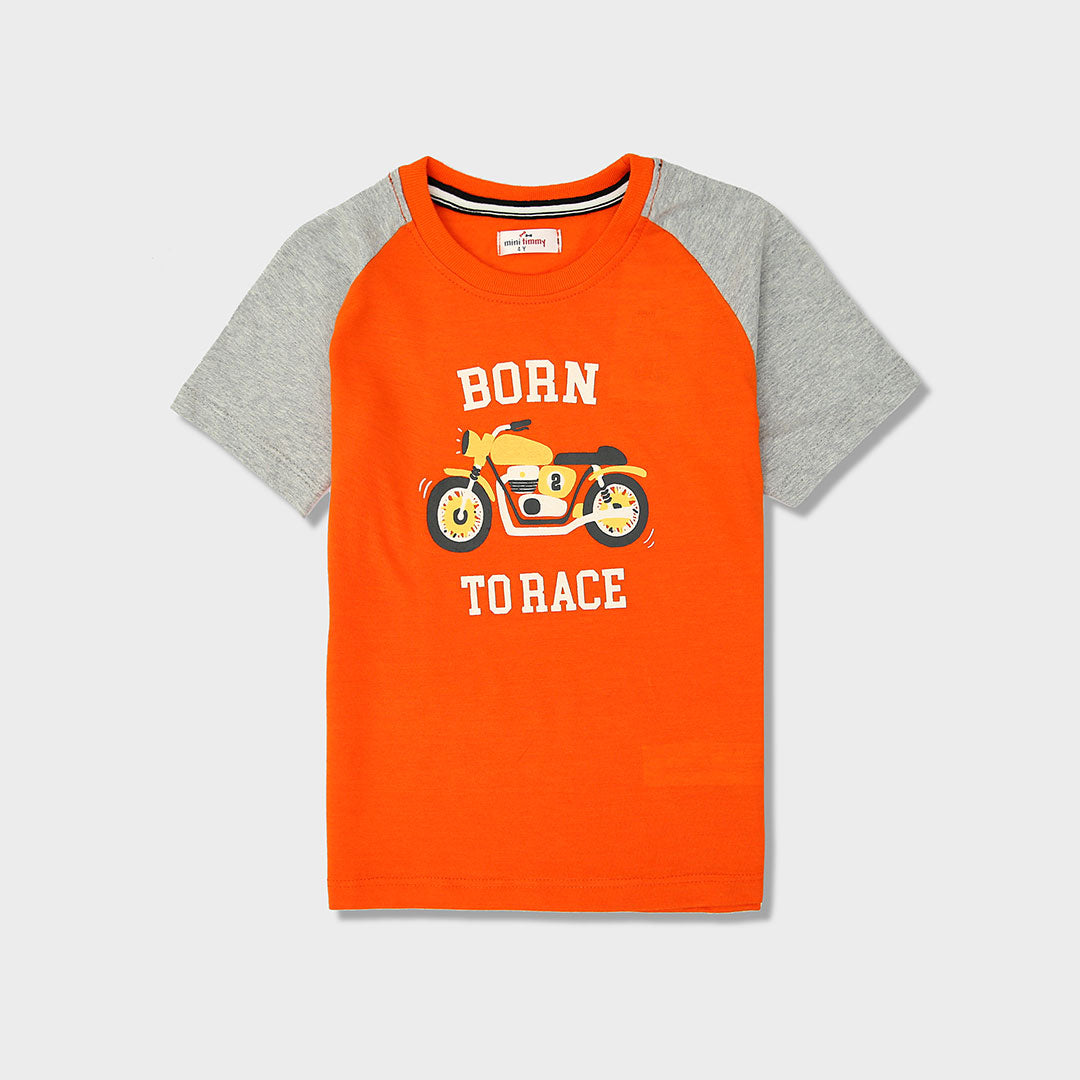 Boys Soft Cotton Printed Raglan T-Shirt