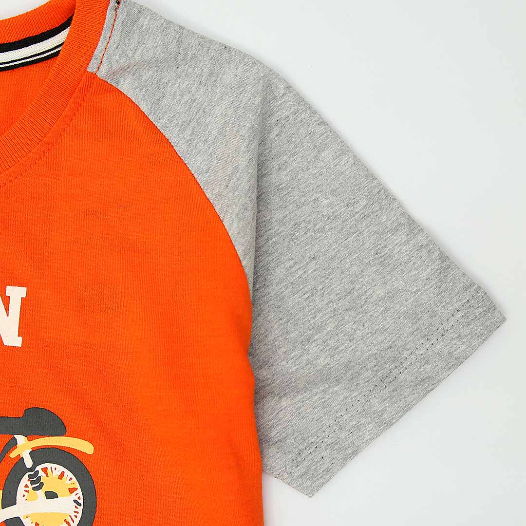 Boys Soft Cotton Printed Raglan T-Shirt
