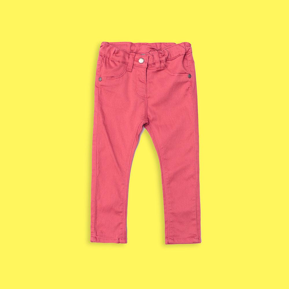 Kids Pink Chinos with Stretch &amp; Adjustable Waistband (JB-5503) - Brands River