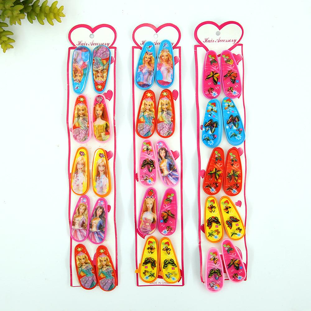 Pack Of 5 Pair Barbie Matt decorated Tick Tack Hair Pin - Brands River