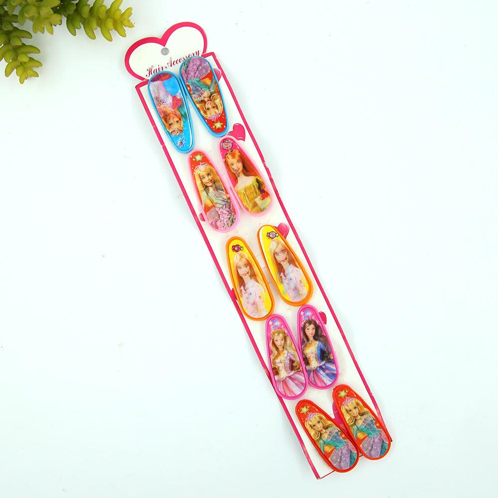 Pack Of 5 Pair Barbie Matt decorated Tick Tack Hair Pin - Brands River