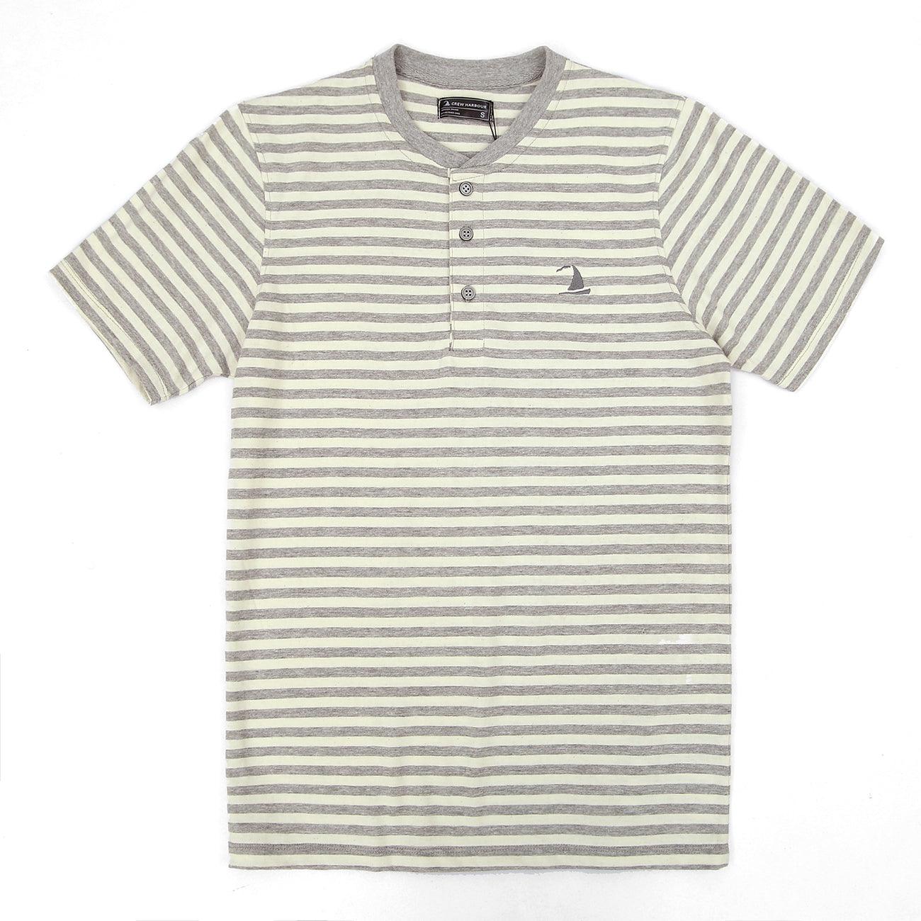 Men's Dyed Yarn Striped Singature Henley T-Shirt (CR-11499) - Brands River