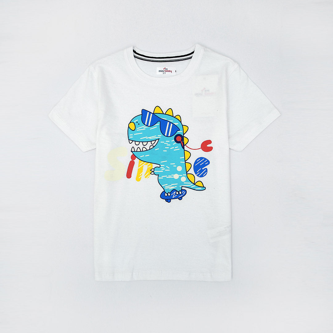 White Soft Cotton Graphic T-Shirt For Kids