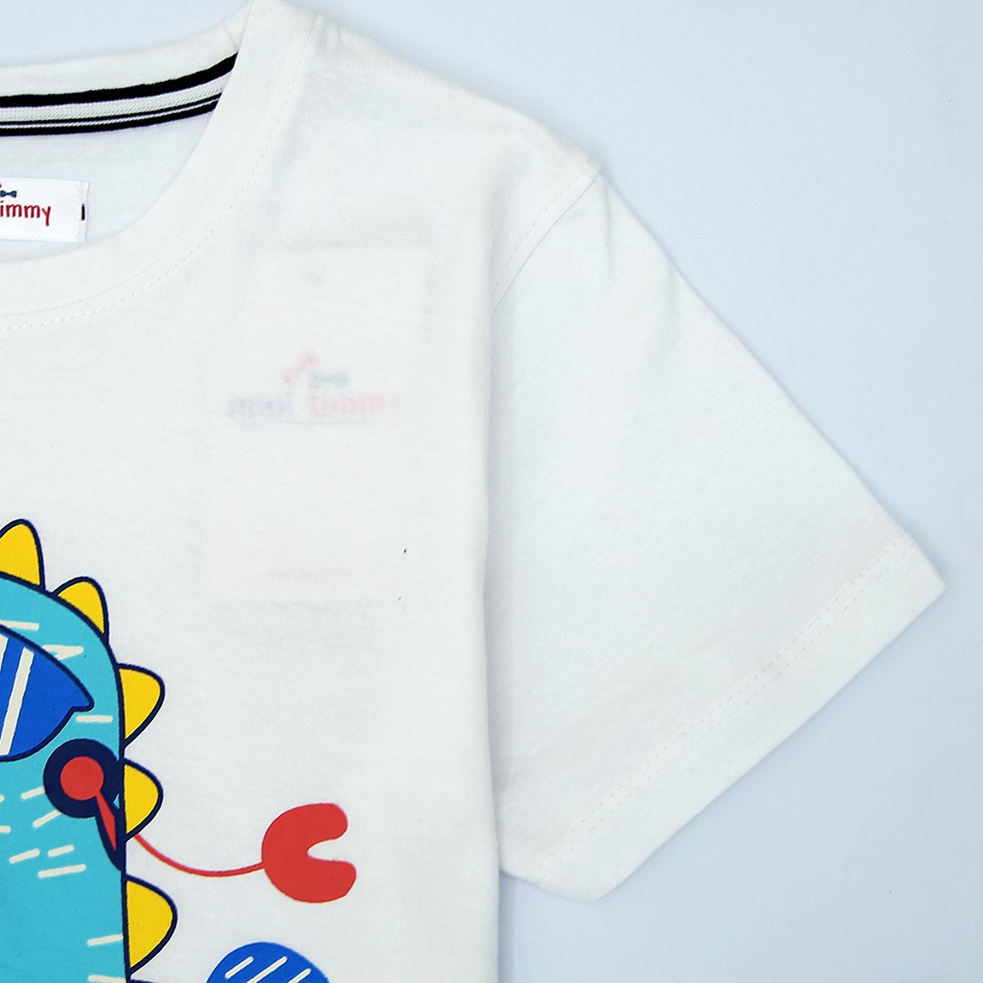 White Soft Cotton Graphic T-Shirt For Kids