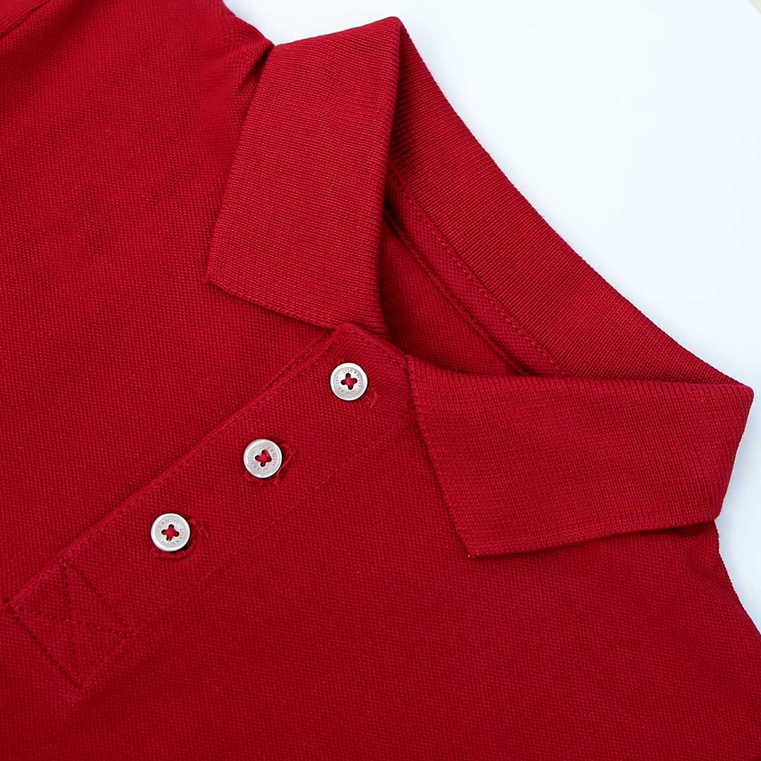 Boys Red Soft Cotton Short Sleeve Pique Polo Shirt