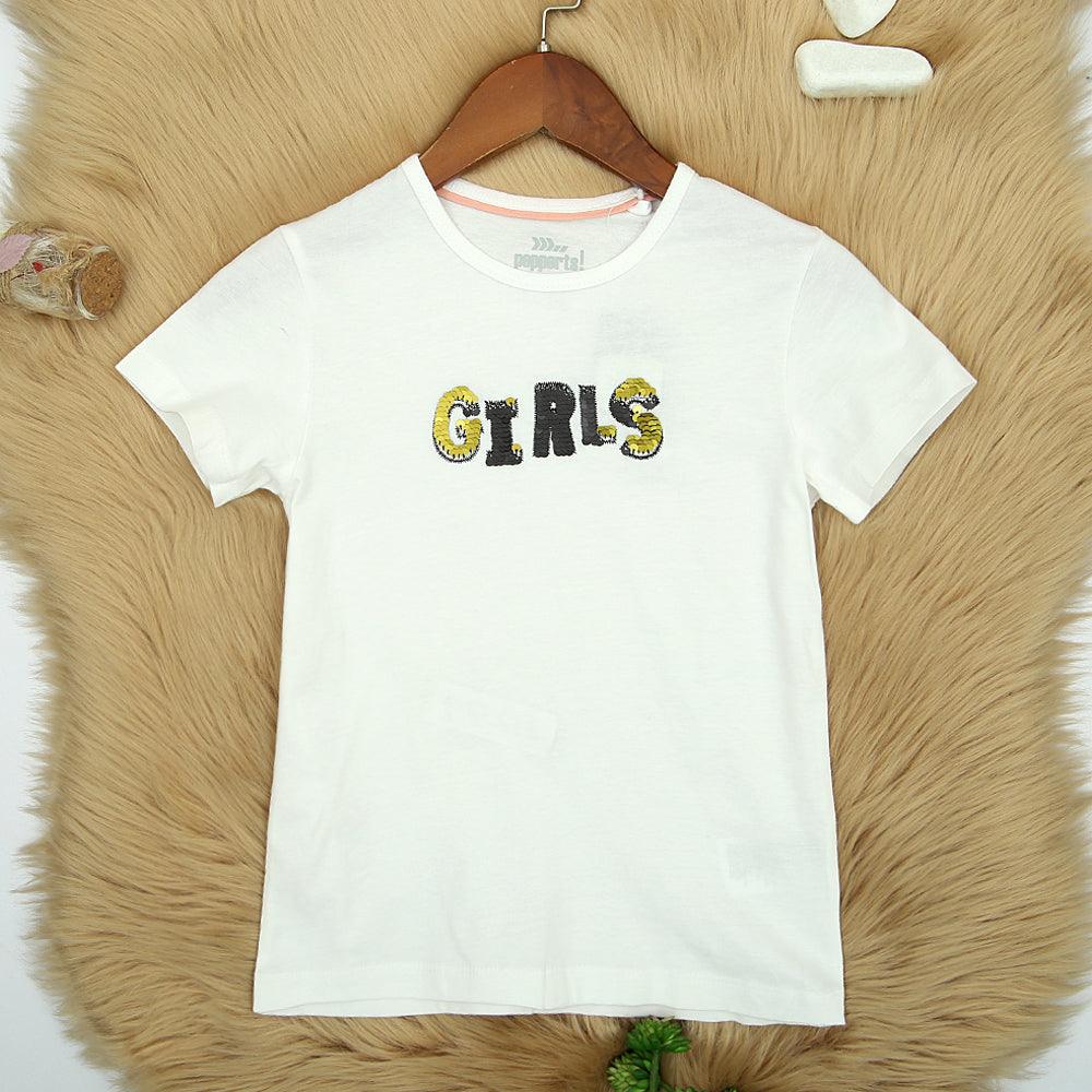 Girl&#39;s Fashion Imported Sequence Decorated Soft Cotton T-Shirt - Brands River
