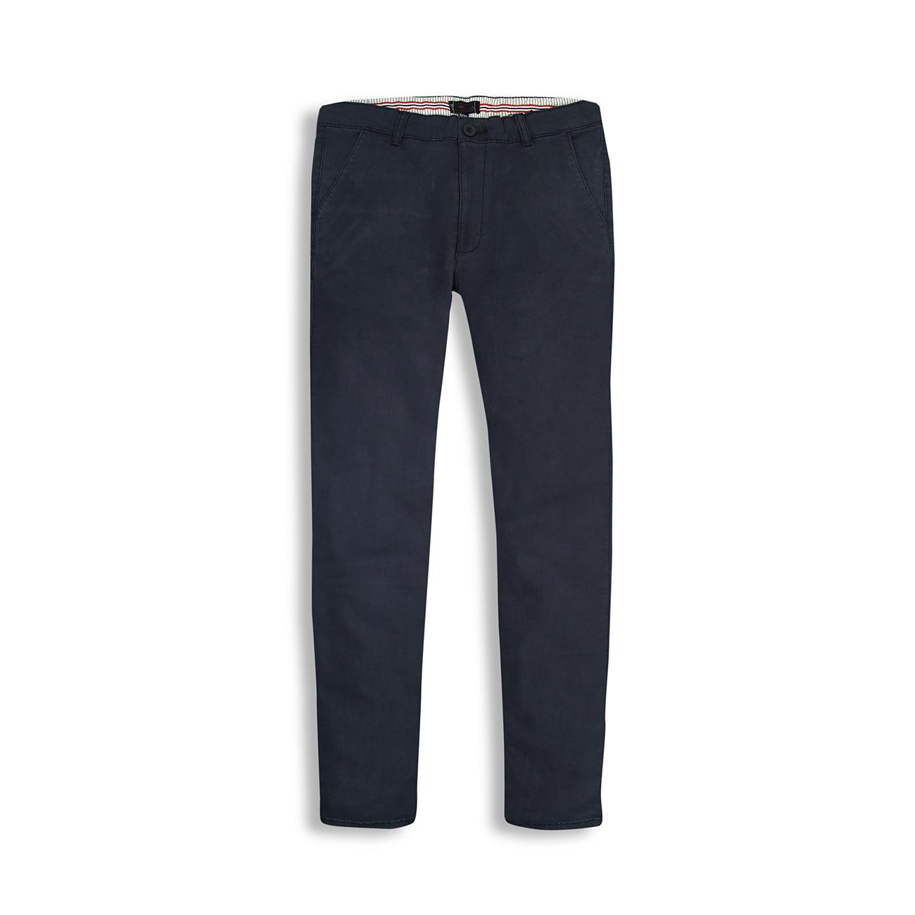 Premium Quality Navy Soft Cotton Stretch Tailored Fit Pants For Men (LE-11612) - Brands River