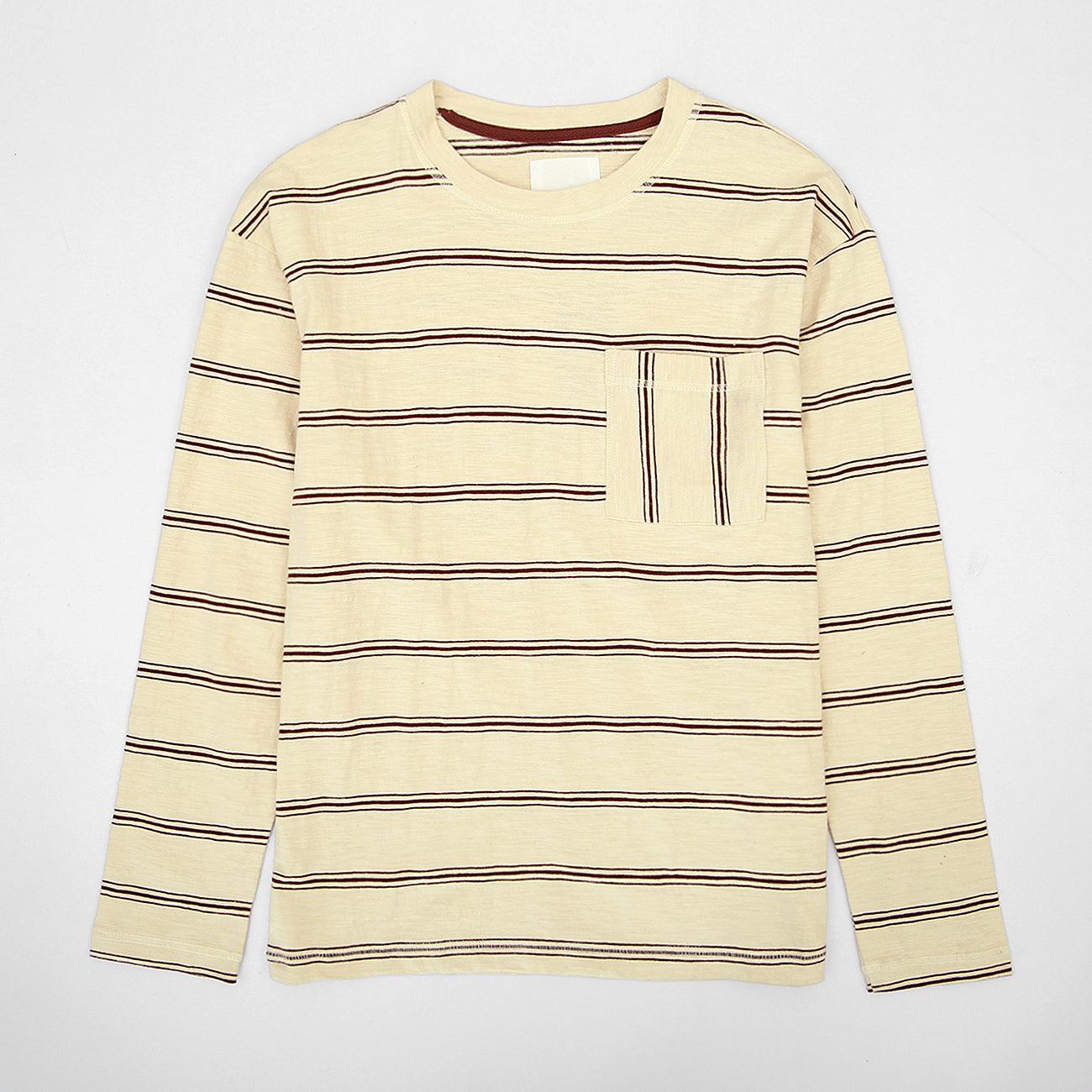 Men's Slub Dyed Yarn Stripe Soft Cotton T-Shirt (RV-00979) - Brands River