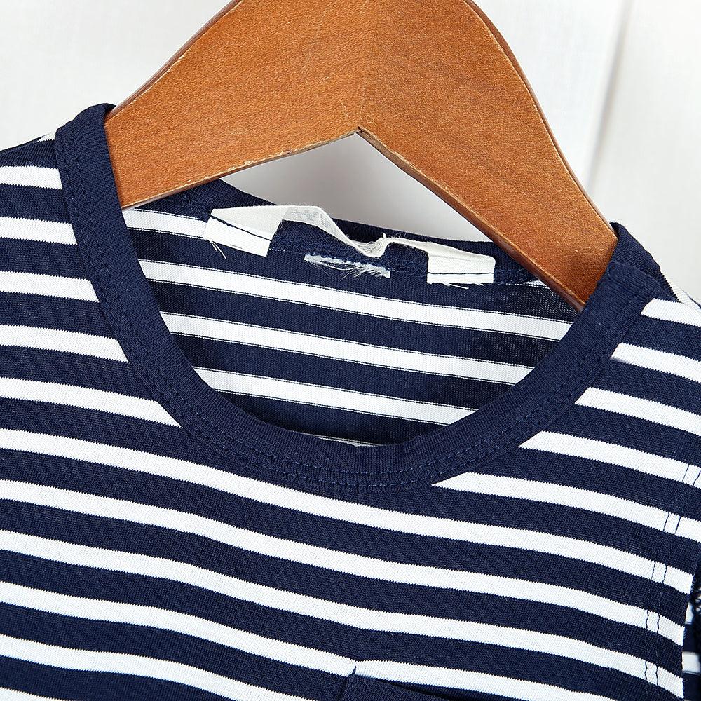 Boy's Imported Navy Strips Soft Cotton Vest (HM-15034) - Brands River