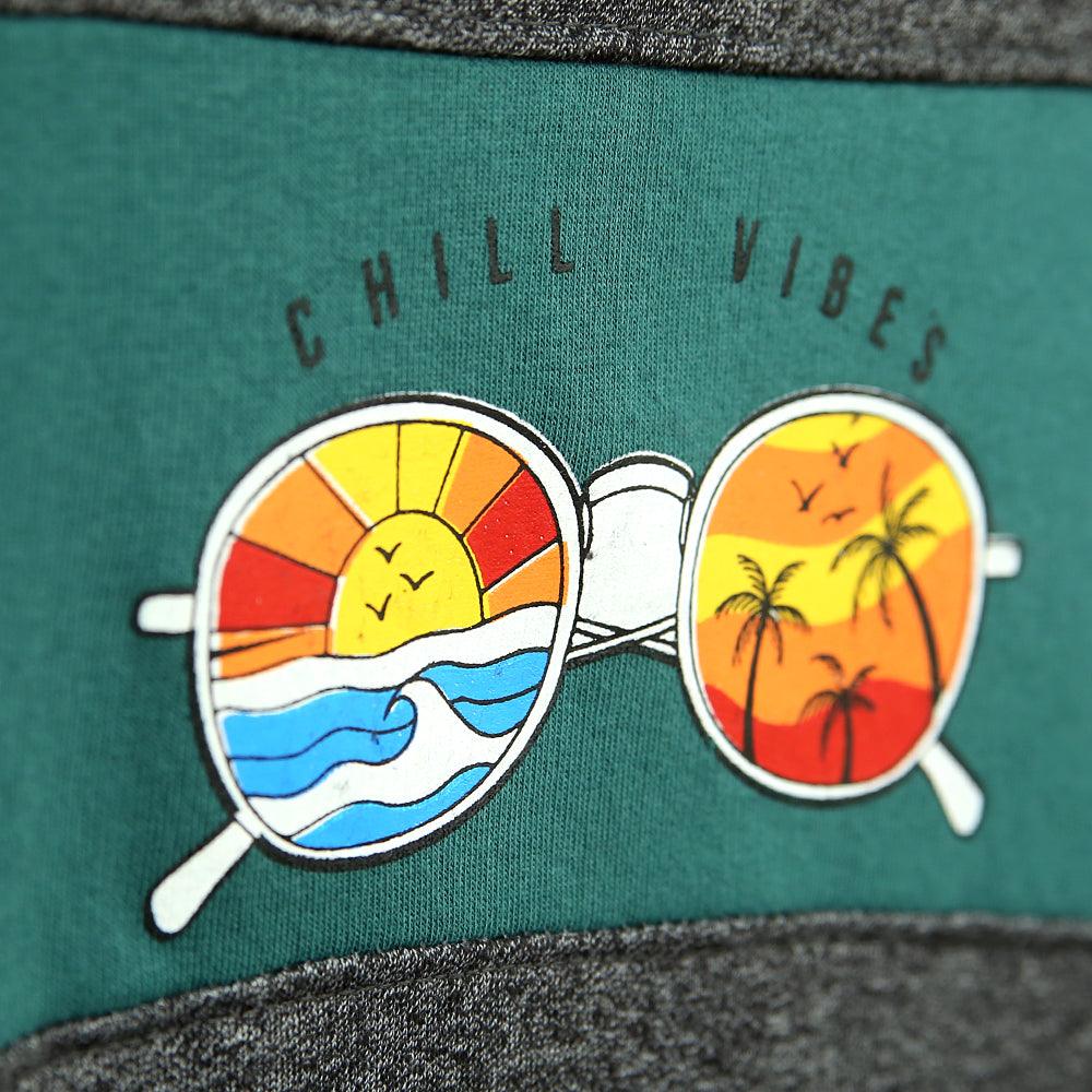 Color Block &quot;Chill Vibes&quot; Printed Fleece Hoodie For Kids - Brands River