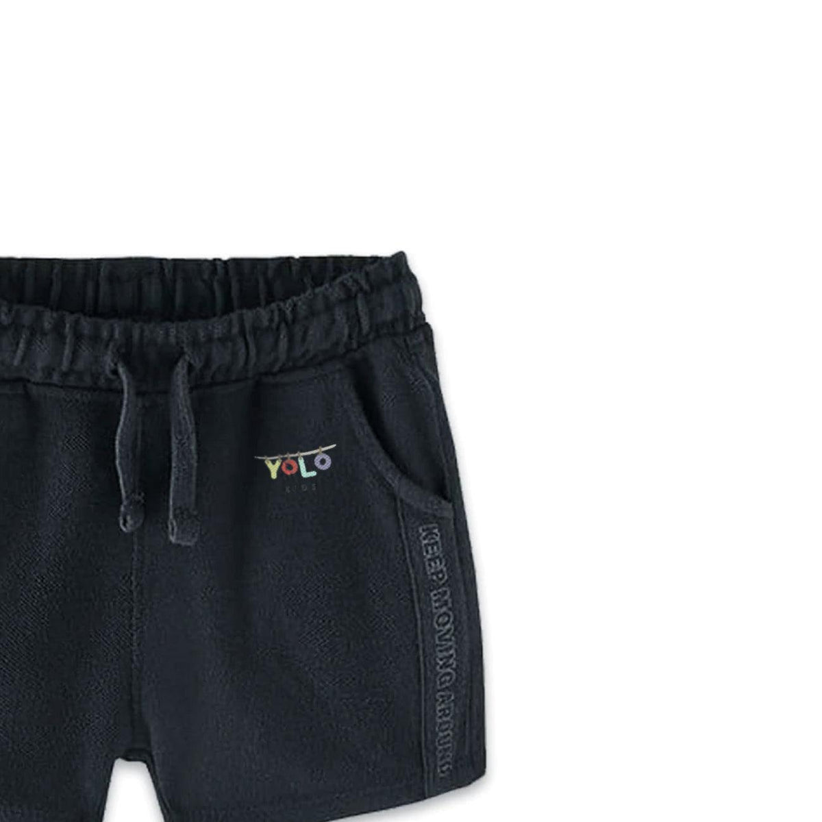 Premium Quality Black Side Panel Woven Printed Short For Kids (YO-11635) - Brands River