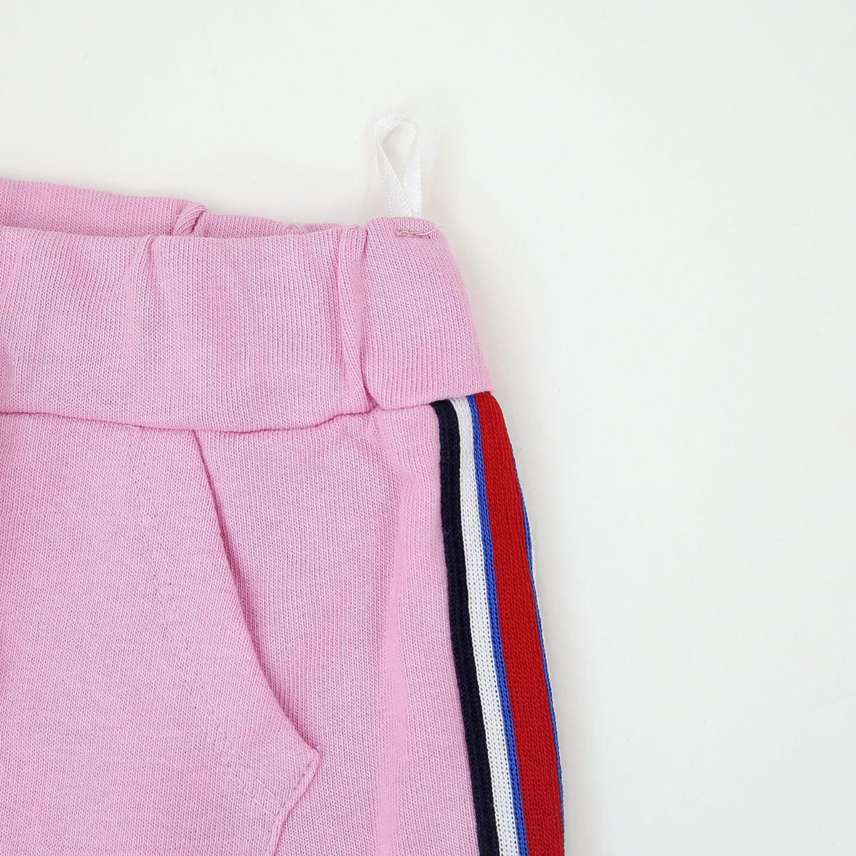 Premium Quality Pink Printed Soft Cotton Stripe Short For Kids (LE-11698) - Brands River