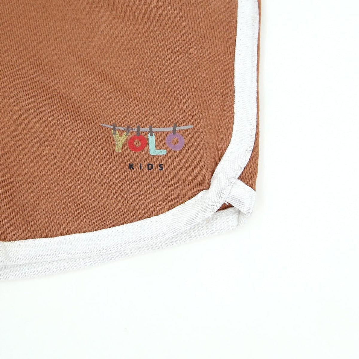 Kids Soft Cotton Organic Contrast Side Tap Brown Short (CA-11661) - Brands River