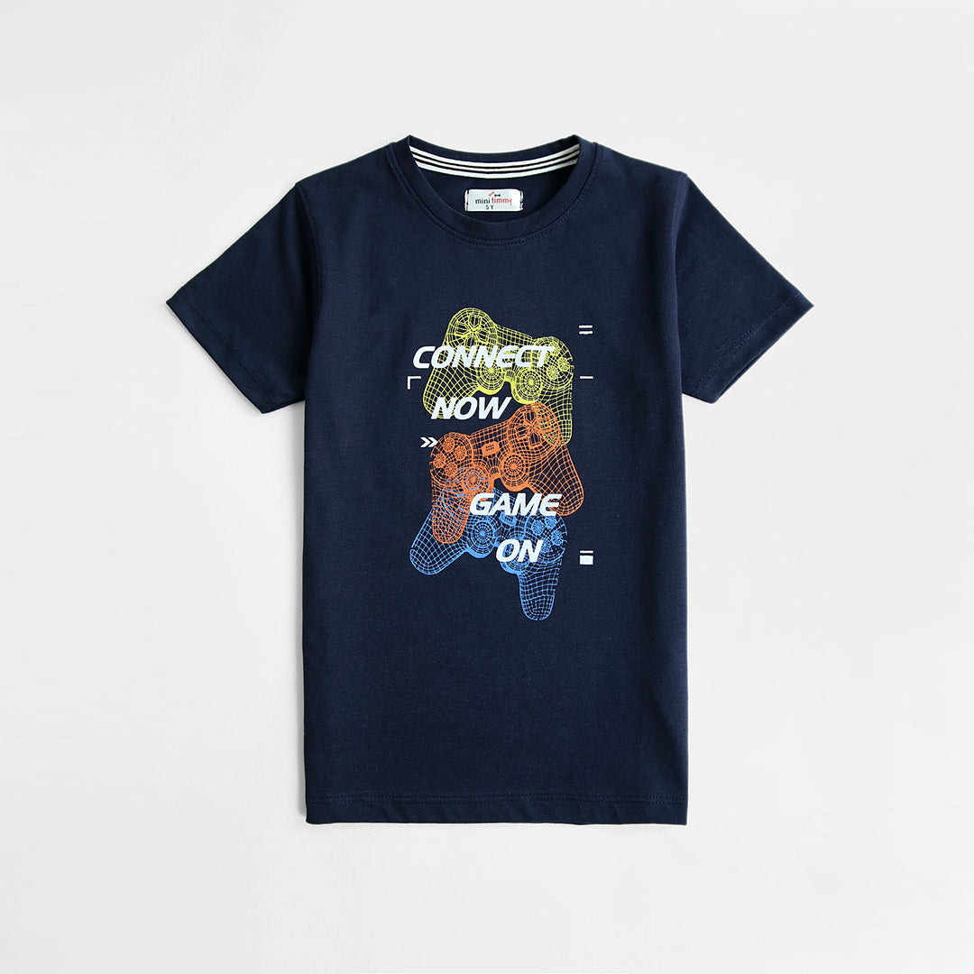 Kids Graphic Soft Cotton Navy T-Shirt