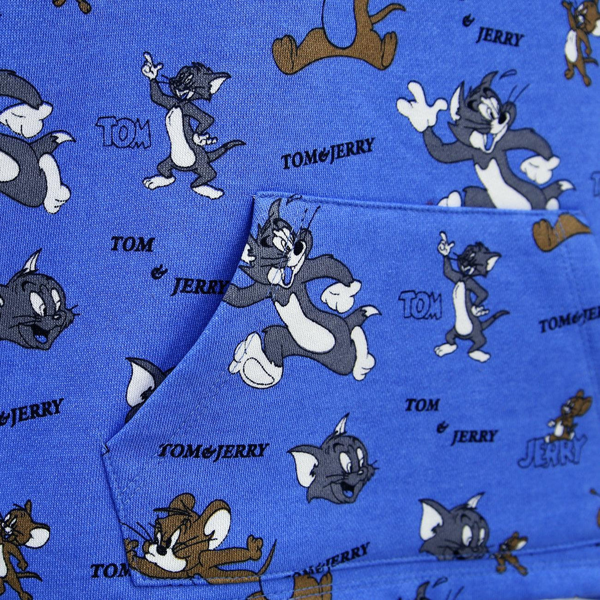 Kids All-Over &quot;Tom &amp; Jerry&quot; Printed Blue Fleece Hoodie (MI-120174) - Brands River