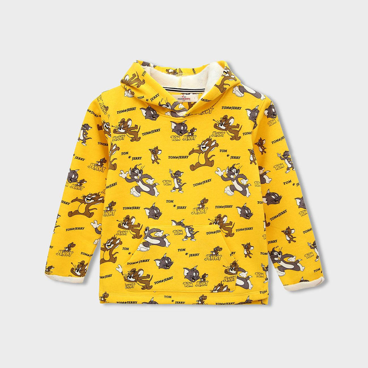 Kids All-Over &quot;Tom &amp; Jerry&quot; Printed Yellow Fleece Hoodie (MI-120173) - Brands River