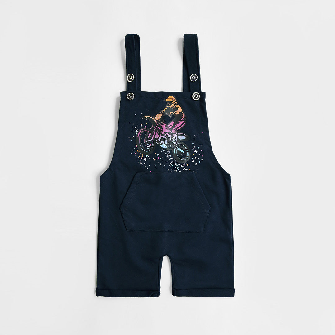 Kids Graphic Printed Soft Cotton Navy Dungaree
