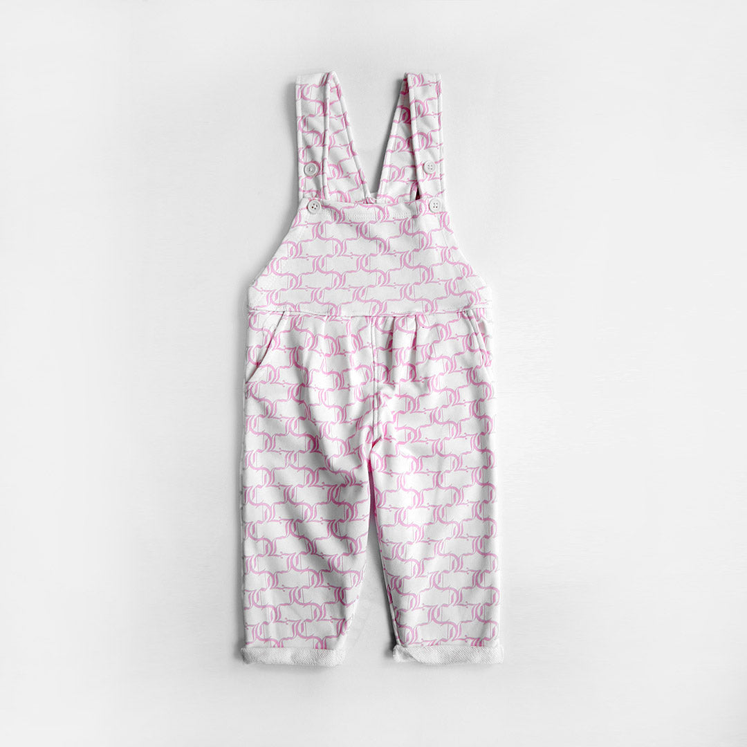 Girls All-Over Printed Soft Cotton Long Dungaree