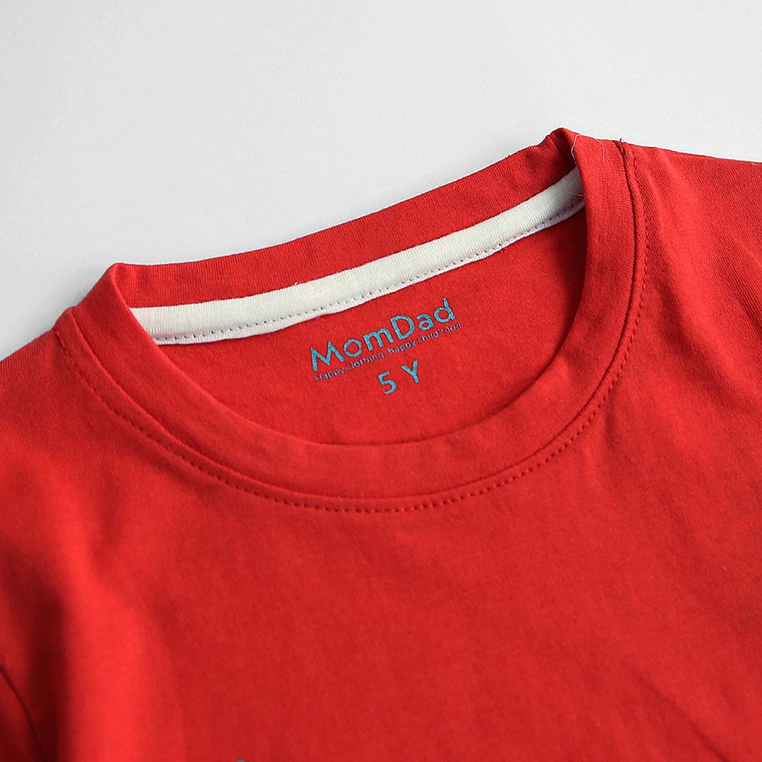 Girls Soft Cotton Printed Red T-Shirt