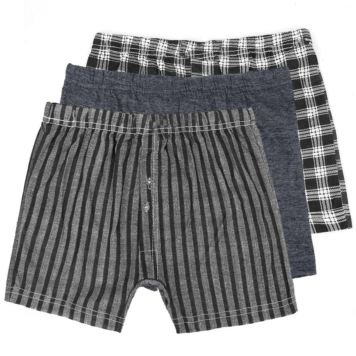 Two Button Fly Pack Of 3 Boxer Shorts For Men (CA-11696) - Brands River