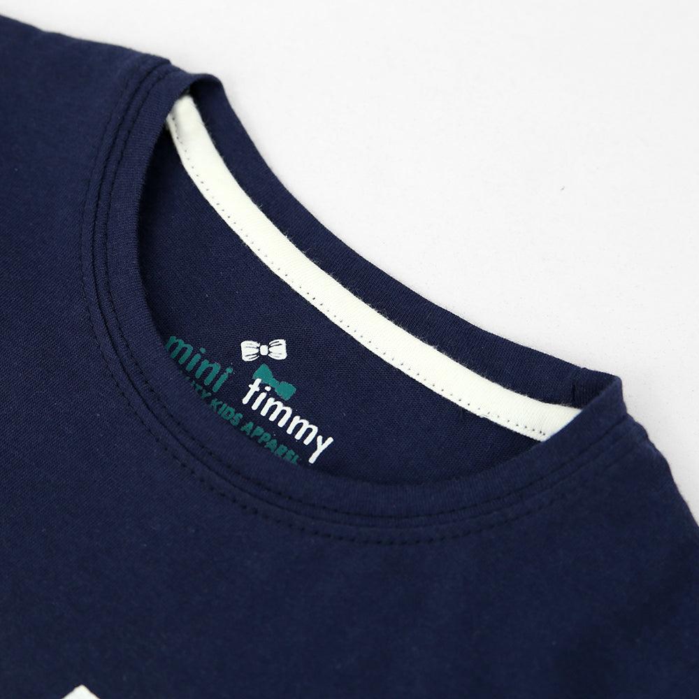 Boys Navy Soft Cotton Printed T-Shirt  9 MONTH - 10 YRS (MI-10961) - Brands River