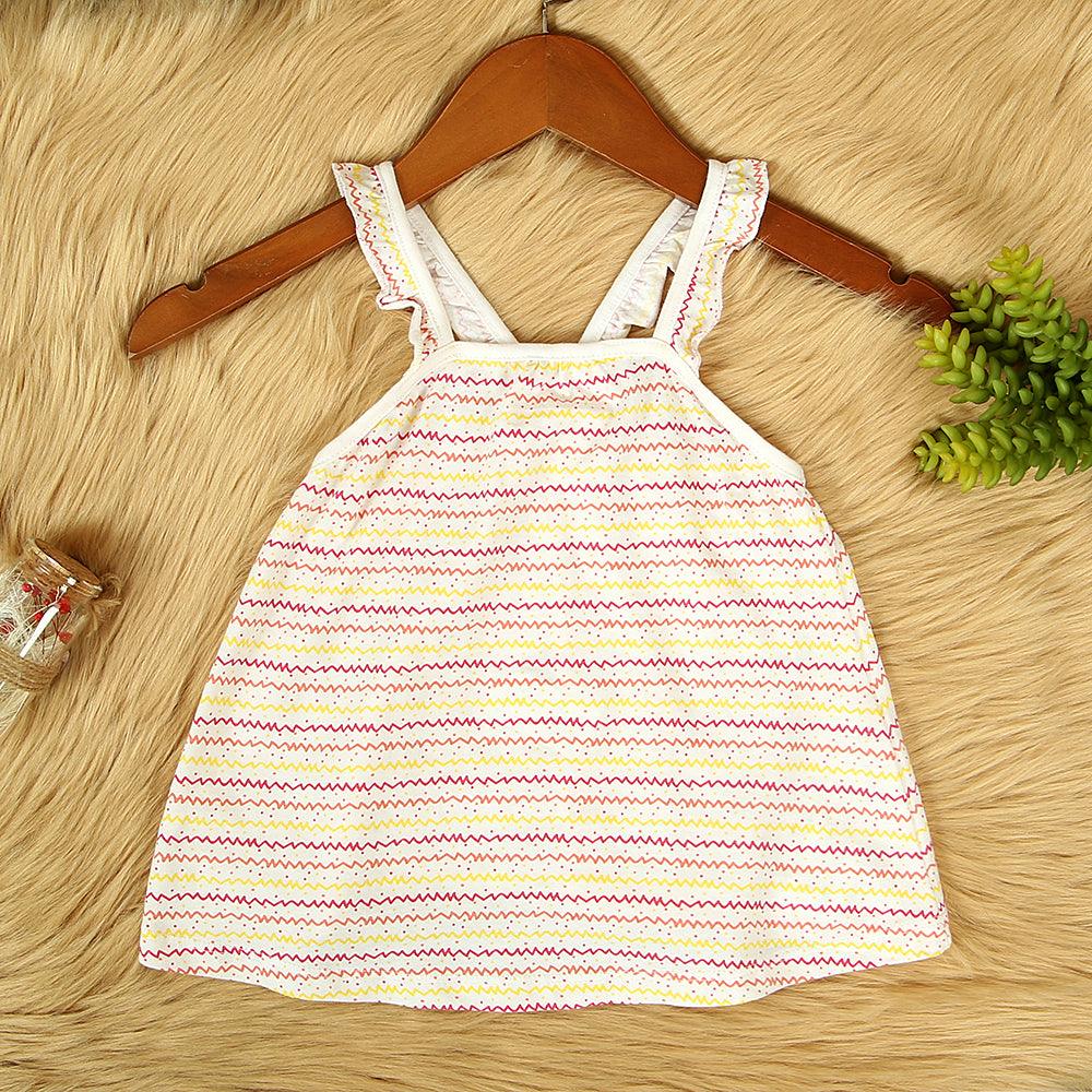 GIRlS IMPORTED FASHION WAVES STRIPED PRINT FROCK (IN-11580) - Brands River
