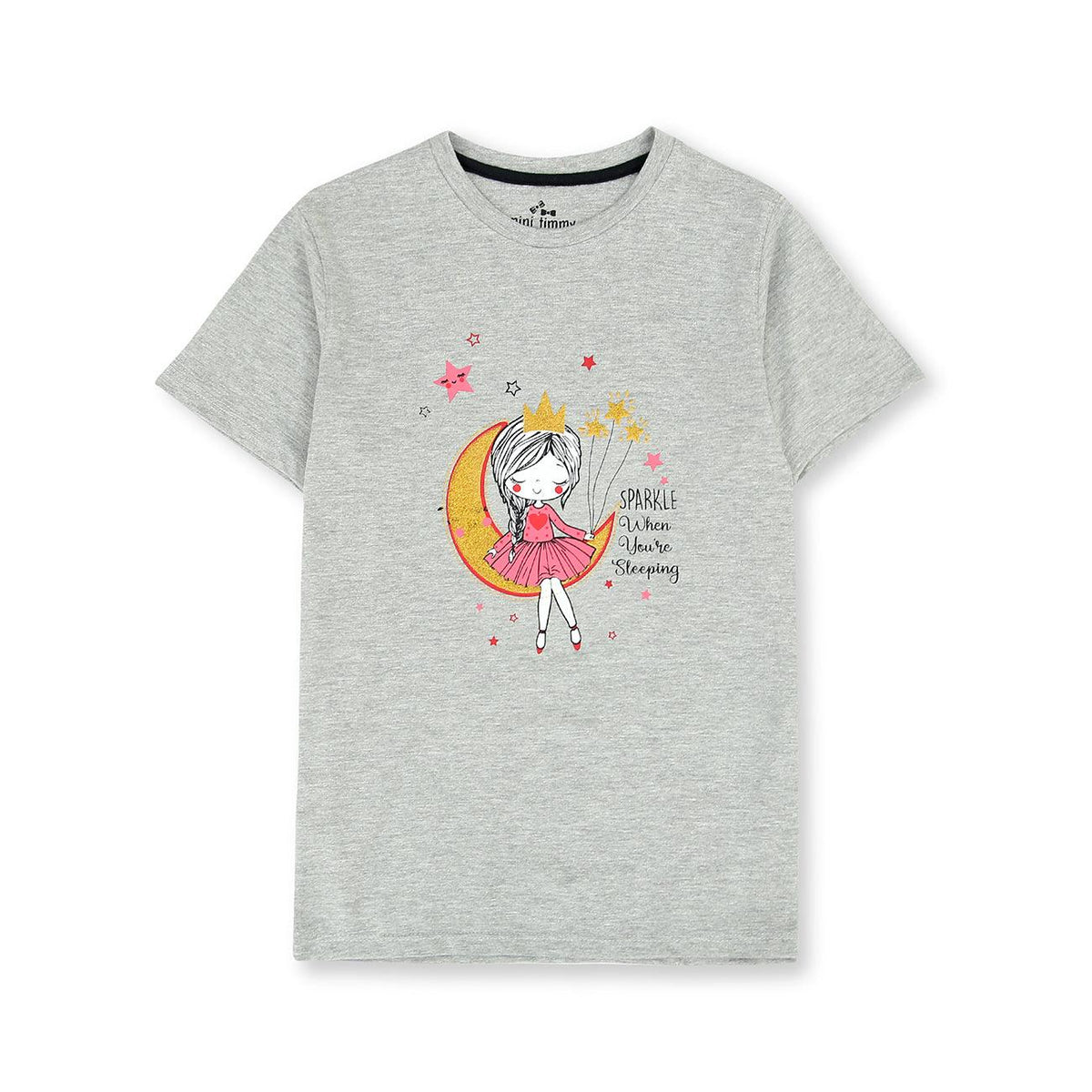 Exclusive Printed Soft Cotton Gray T-Shirt For Girls 9 MONTH - 10 YRS (MI-10969) - Brands River