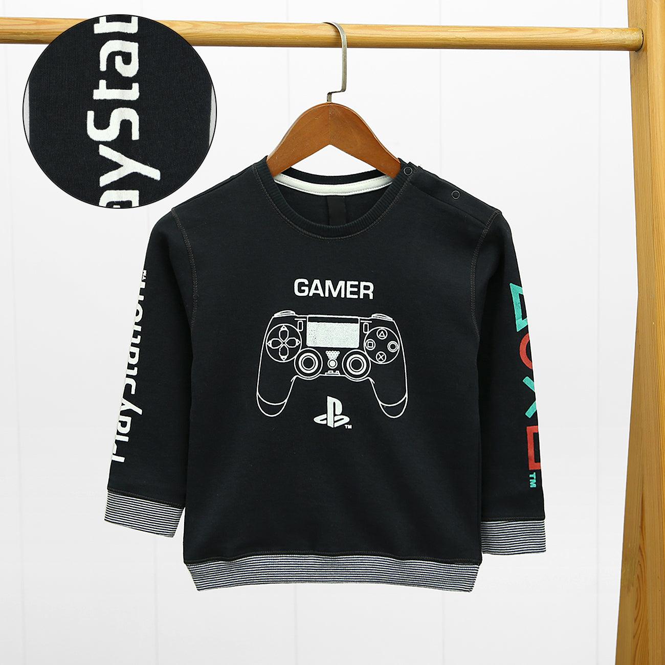 Kids Graphic Printed Sweatshirt With Shoulder Snap Button - Brands River